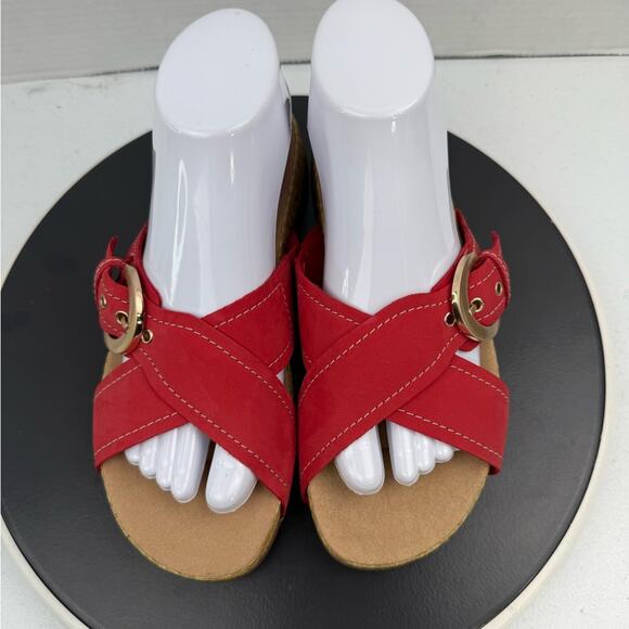 Clarks Reileigh May Sandals Womens Size 8M Red Nubuck Slide Slip On Shoes NEW - Picture 3 of 10